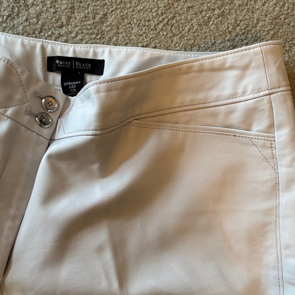 White House Black Market Women's Cream Straight Leg Pants - Picture 2 of 5